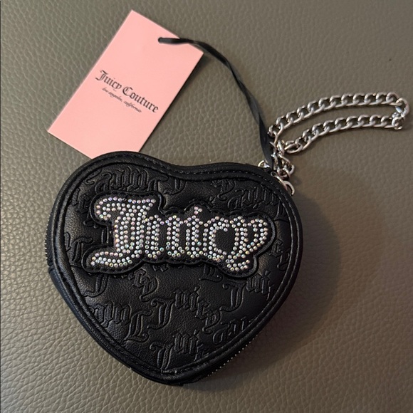 Juicy Couture Handbags - Juicy Couture Black Heart Wallet with Silver Chain